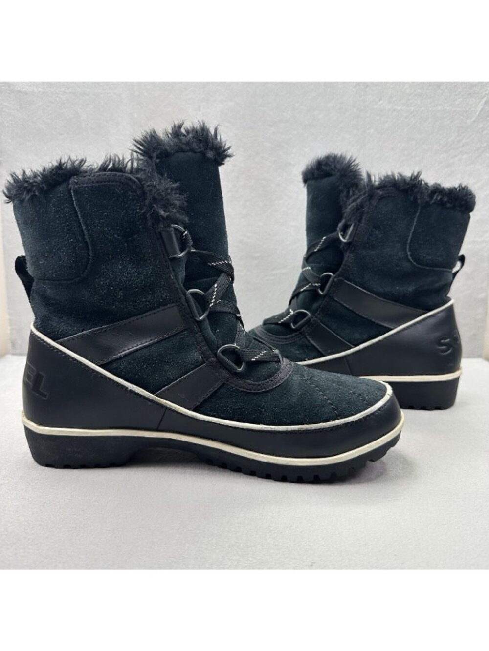 Sorel Tivoli II Womens Size 7 Boots Black Suede Mid Cut Waterproof Fleece Lined - Picture 5 of 9